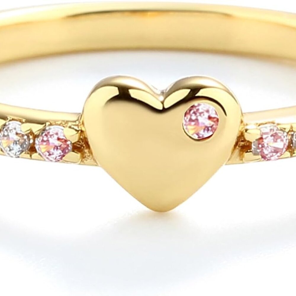 Sterling Silver Puff Heart Ring With Sparkling Czs - Perfect Keepsake For Girls